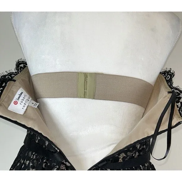 Robert Rodriguez Neiman Marcus Target Black Lace Strapless Cocktail Dress Size 6 - Picture 13 of 14